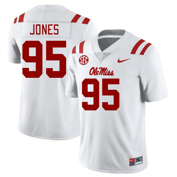 Ole Miss Rebels #95 Benito Jones College Football Jerseys Stitched Sale-White
